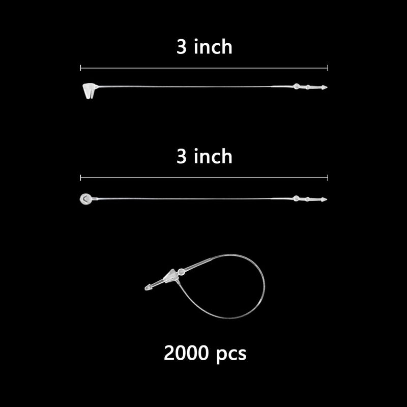SHRJ 2000Pcs Plastic Fastener Hang Tag Snap Lock White for Retail Store Accessory Price Pins (3 Inch) - Image 2
